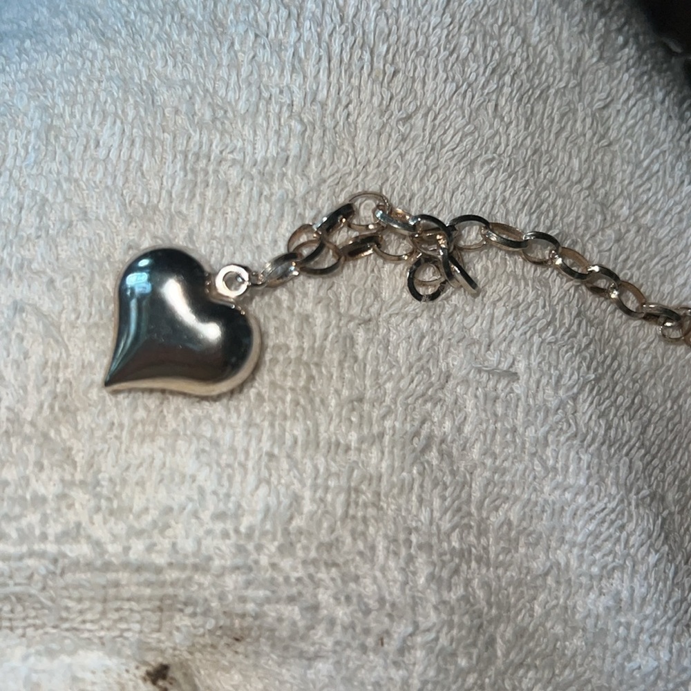 Silver stamped 925 puffed heart bracelet New With Tags made in Italy
